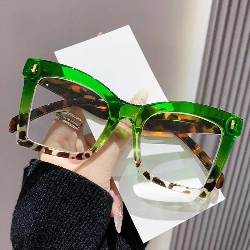 Oversized Leopard Reading Eye Glasses Women Myopia Customize Prescription Optical Anti Blue Light Frames Presbyopia 1.0 To 4.0
