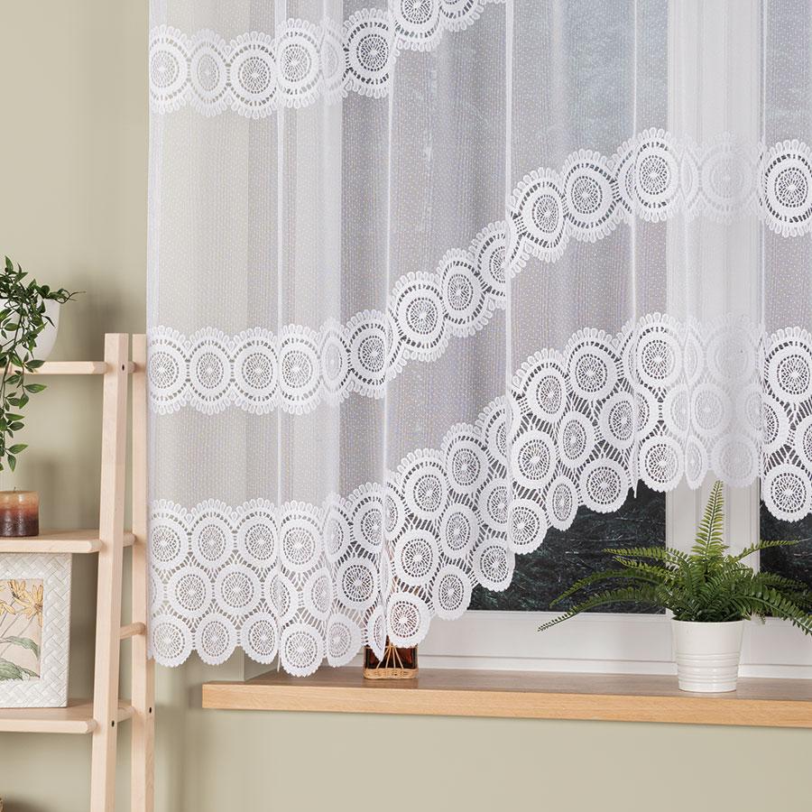 Malwina - Ready-Made Jacquard Curtain With A Cut At The Bottom - 310X160 Cm - White