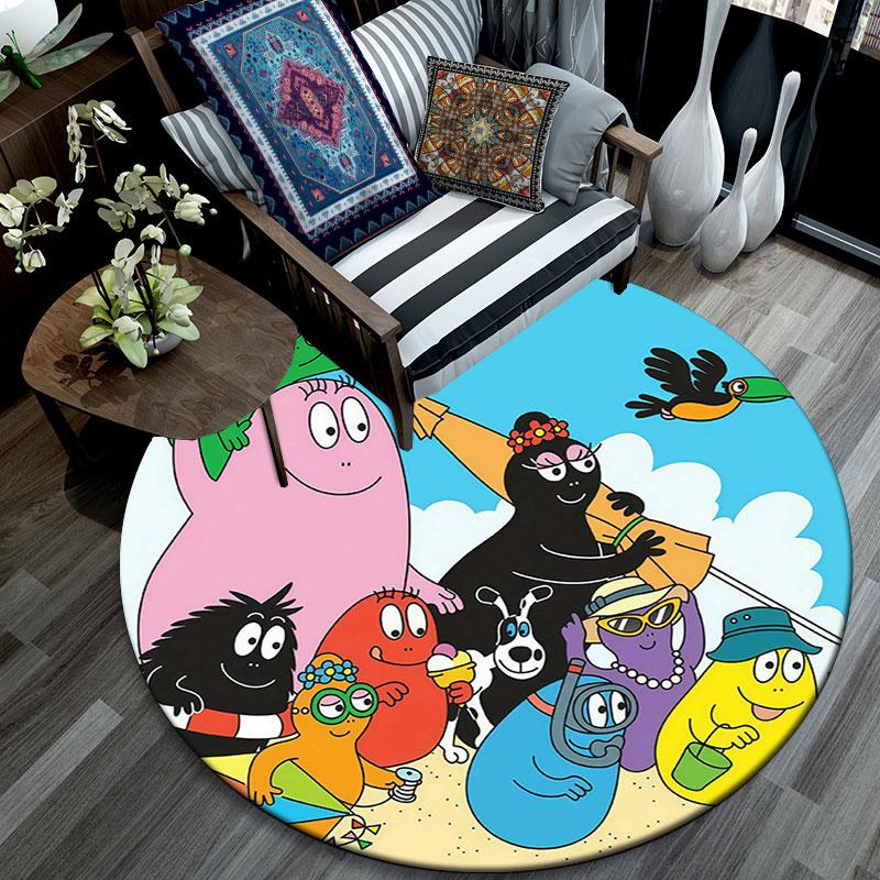 Barbapapa3,Round Area Rug,Carpet Rug for Living Room Bedroom Sofa Playroom Decor,Non-slip Floor Mat