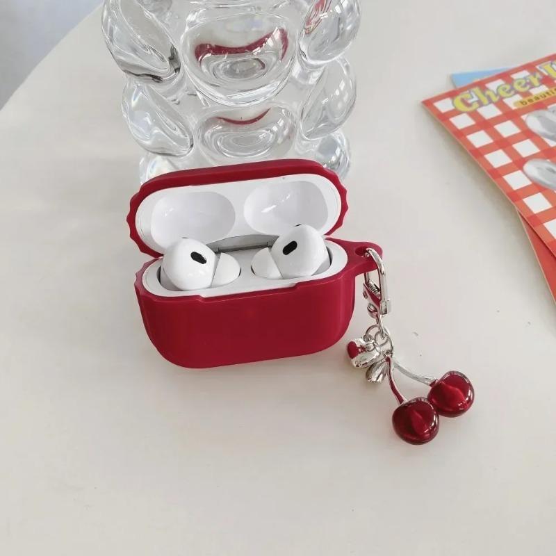 3D Heart Cherry Earphone Case for Airpods 4 3 1or2 Cover Silicone Headphone Coque for AirPods Pro 2 and Pro Cases with