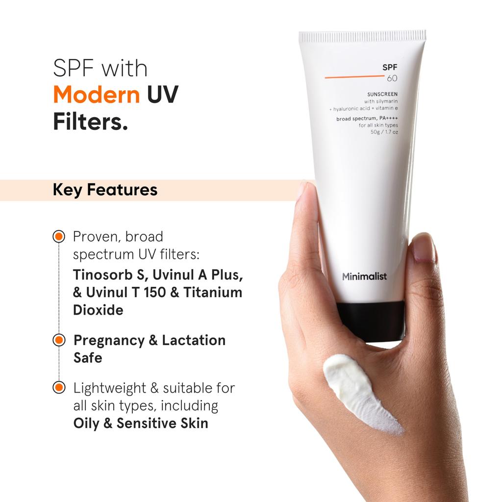 Minimalist Sunscreen SPF 60 PA ++++ | Pregnancy Safe | For Sensitive Skin | Broad Spectrum Sunscreen SPF 50+ With Potent Antioxidants & Advanced