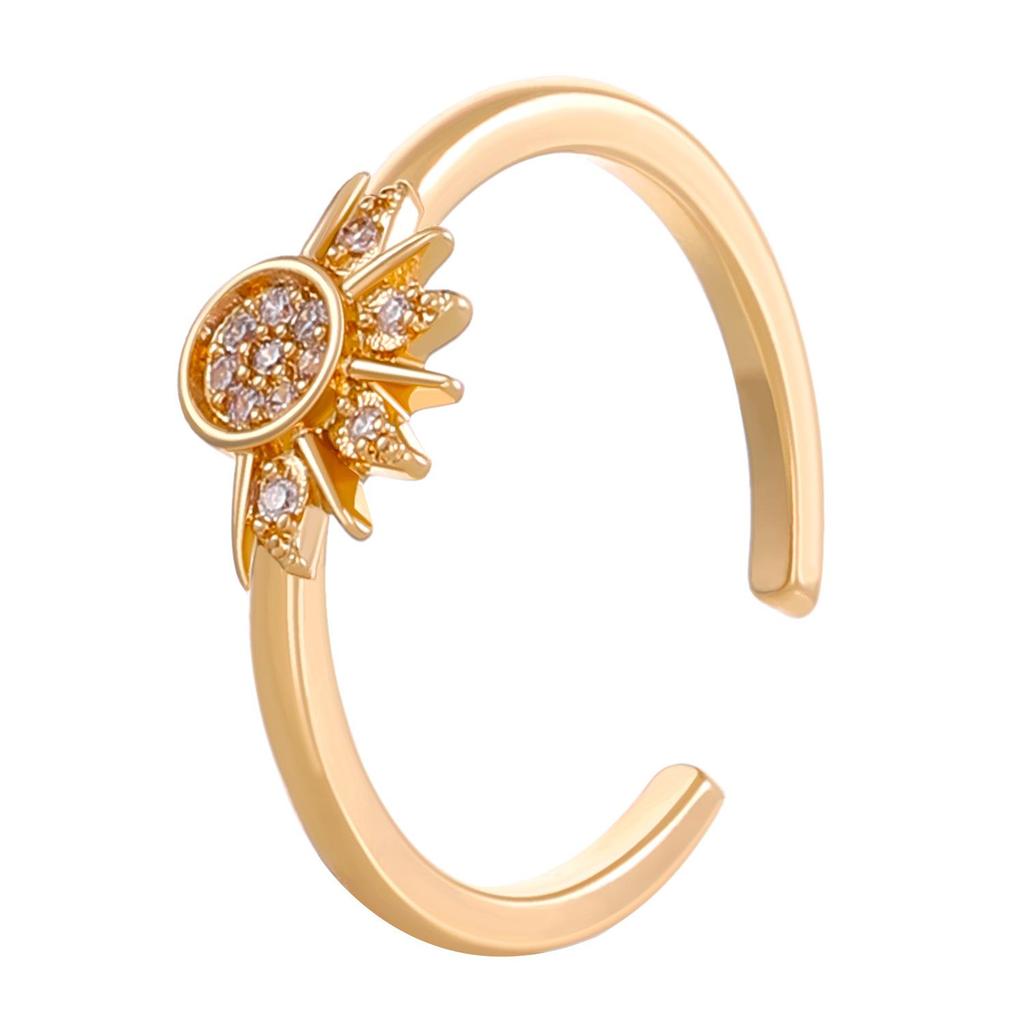 Sun and Moon Diamond Stackable Rings, Necklace, and Bracelet Set - European & American Style