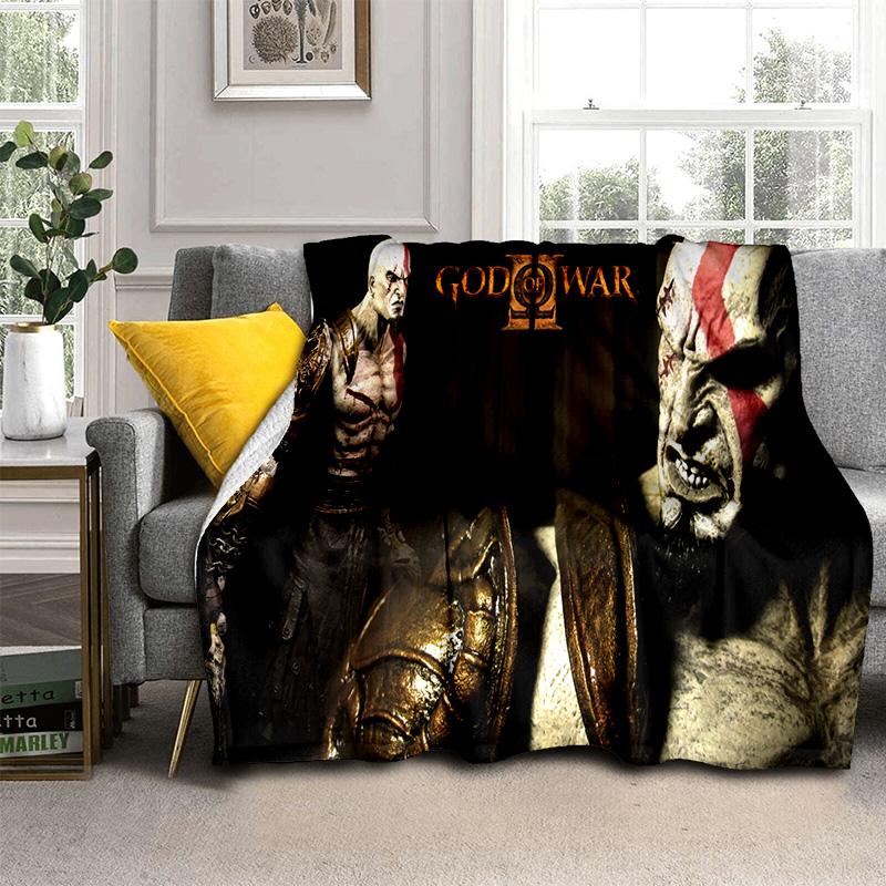 3D God of War Games Gamer Kratos HD Blanket,Soft Throw Blanket for Home Bedroom Bed Sofa Picnic Travel Office Cover Blanket Kids