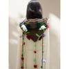 Ladies Forest Style Flower Blossomed Hooded Hat Large Brimmed Warm Headgear Knitted Hat Handmade Crochet Capelet