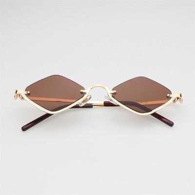 Trendige rautenförmige Damen-Sonnenbrille Metall Klein Vintage Tönungen Schmal Hip Hop Halbrahmen Sonnenbrillen für Damen & Herren
