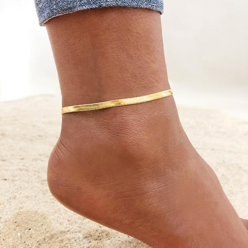 Gold Color Anklets for Woman, Stainless Steel Chain Bracelet On The Leg, Summer Holidays Beach Foot Gift Jewelri Young Girls