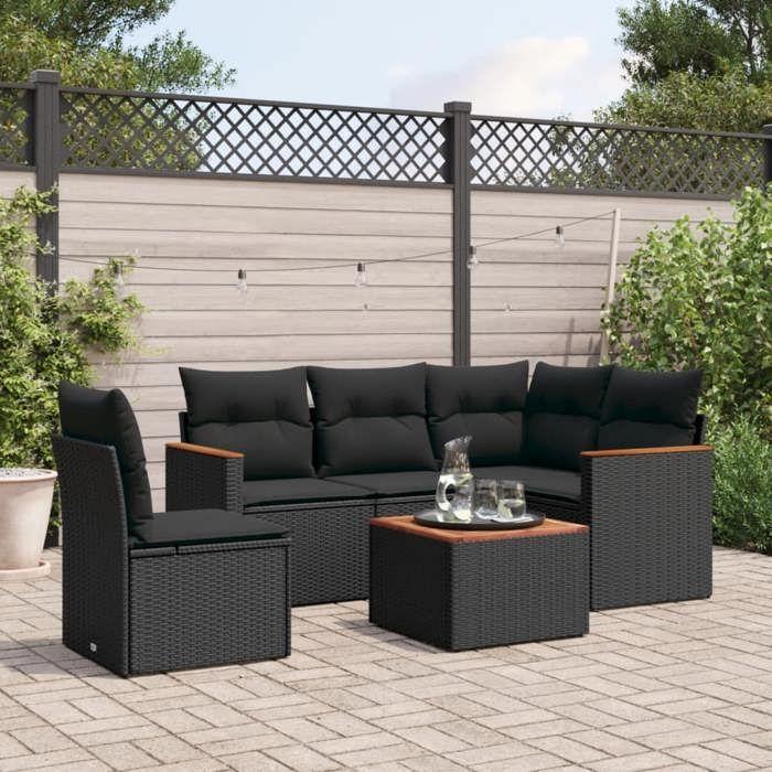 VidaXL Garden Lounge Set with Cushions 6 Pcs, Patio Sofas, Patio Furniture Set, Outdoor Furniture, Black 3258380