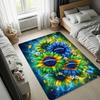 Sunflower Area Rug with Blue Stardust and Butterflies, Magical Galaxy Large Carpet for Bedroom Living Room Home Decor, Soft Floor Mat