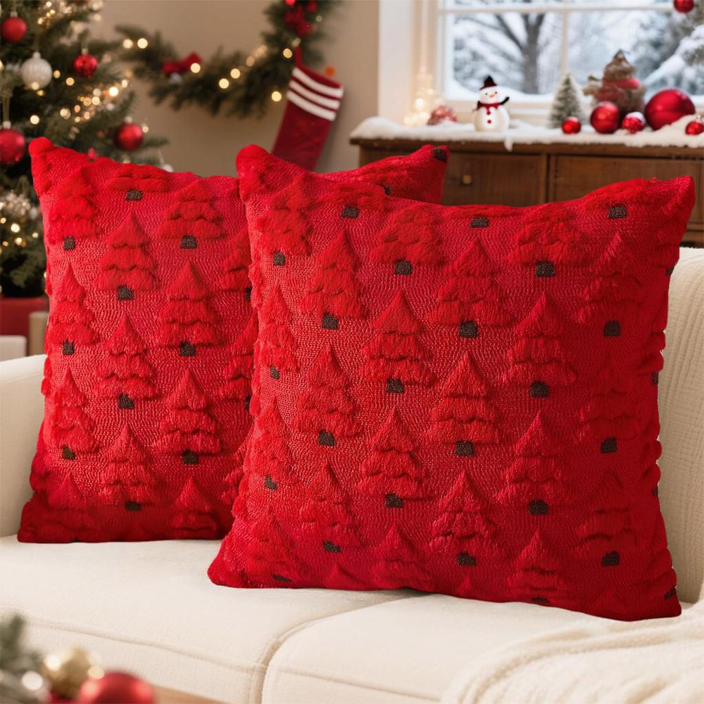 Christmas Lights Embroidered Pillow Case American Retro Living Room Sofa Pillow Cushion Christmas Atmosphere Home Decoration
