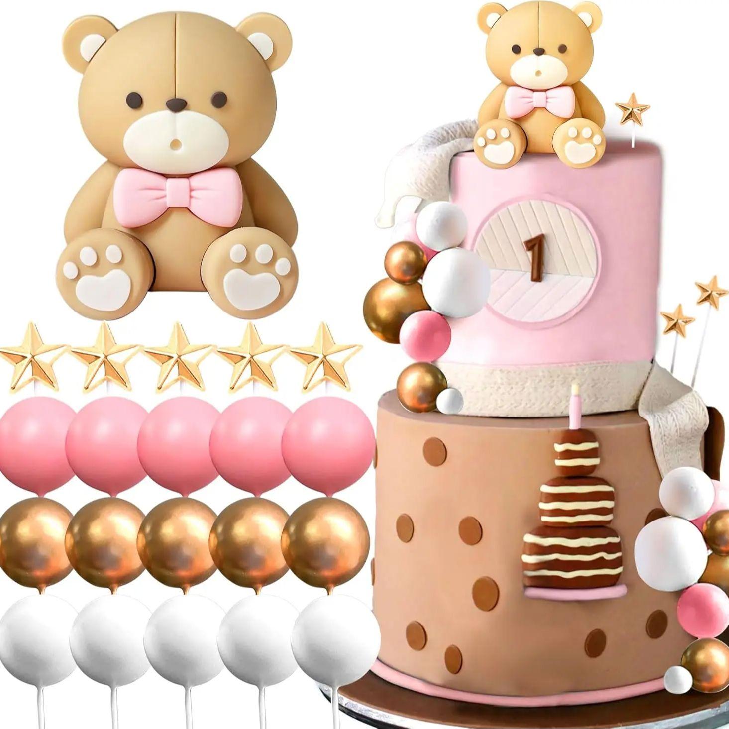 

Beige Bear Cake Decoration Boho Bears Cake Cake Decoration Baby Shower Birthday Cake Decoration розовый