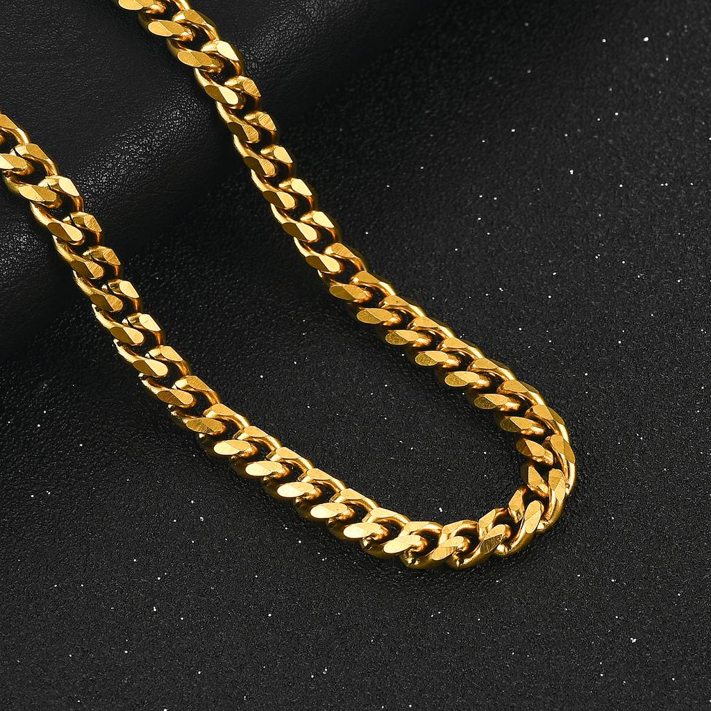 Stainless Steel Chunky Miami Cuban Chain Necklace for Men Women Punk Boy Classic Gold Plated Choker Neck Jewelry Accessory