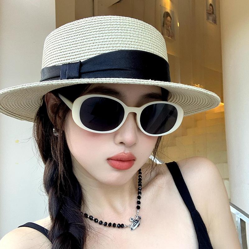 Seaside Beach Straw Hat Children Summer Sun Protection Big Brim Sun Hat Premium Top Hat French Flat Top Straw Hat