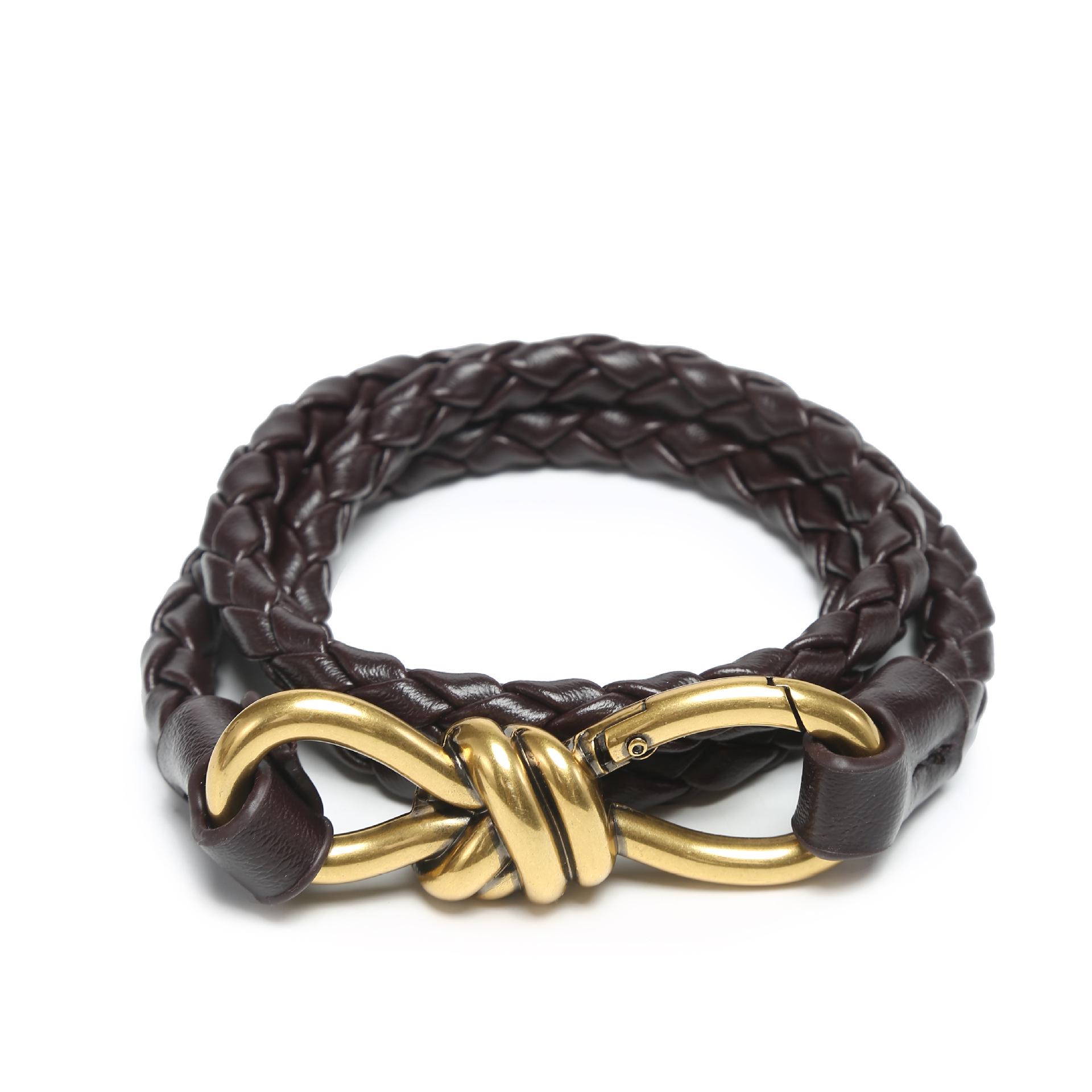 

Двухслойный плетеный женский ремень из коровьей кожи — ручная работа, универсальный, простой дизайн для джинсов. 83 cm