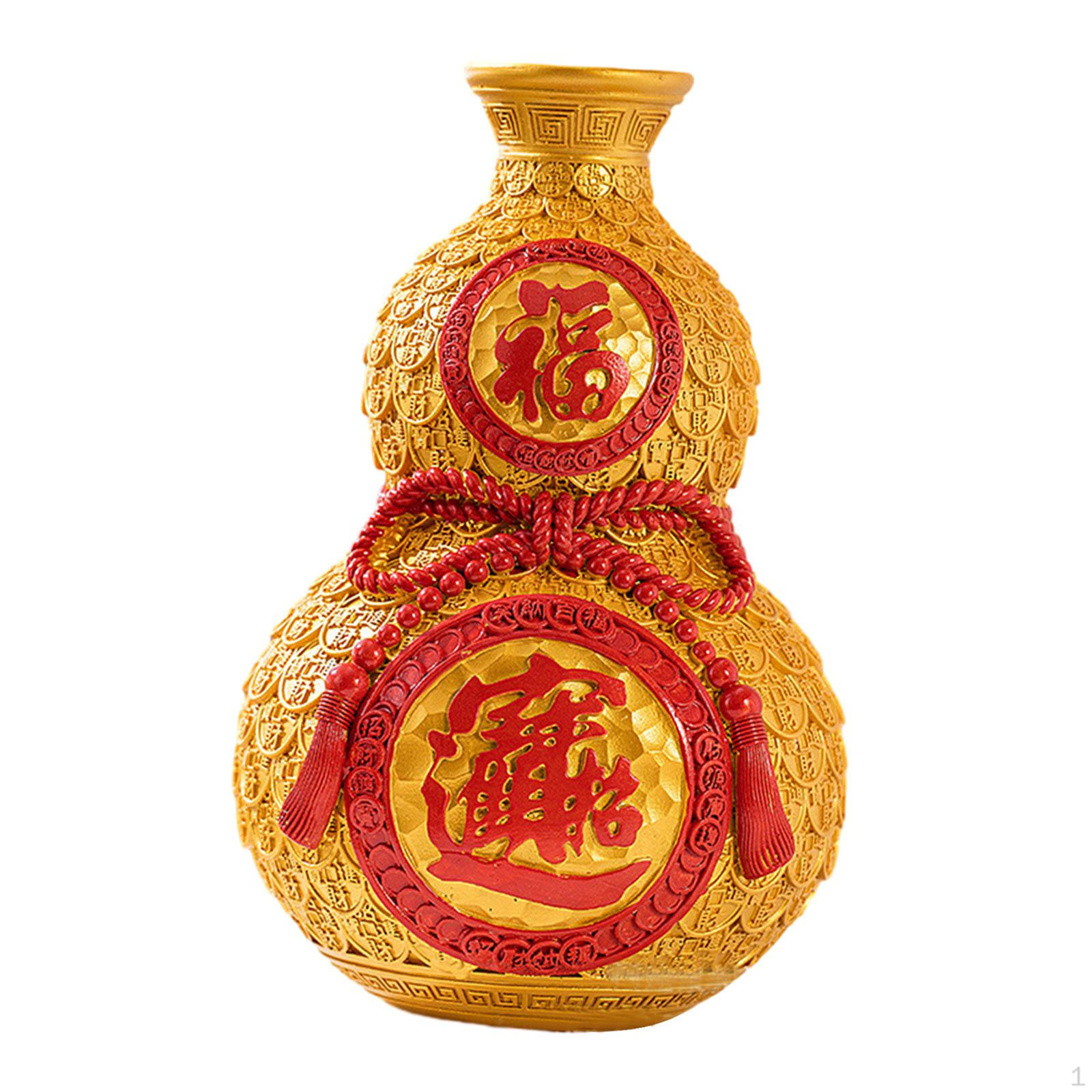 Gourd Money Bag Figurine Chinese Year Gift Vase Resin Planter Pot Tabletop Ornament for