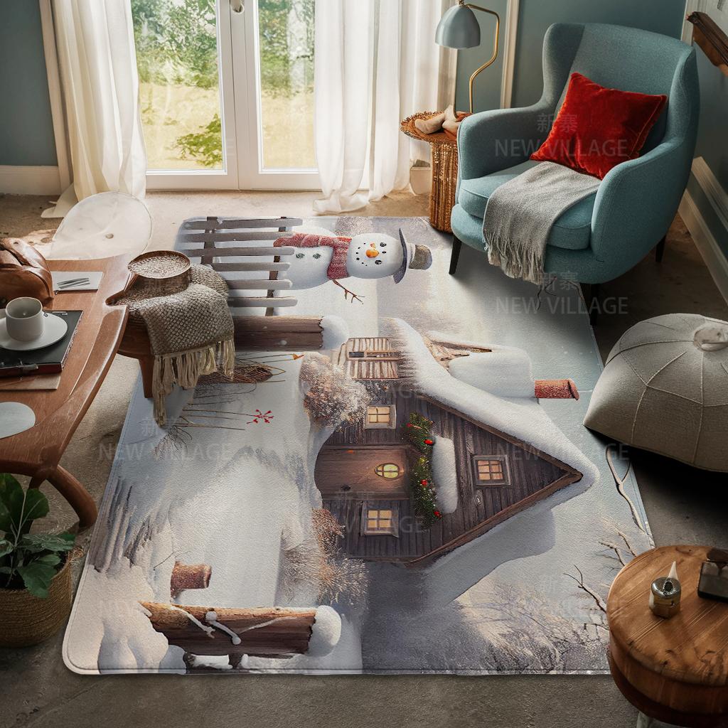 House Entrance Carpet Home Door Mat Living Room Bath Foot Bathroom Non-slip Water Absorption Rugs Bath Merry Christmas Winter