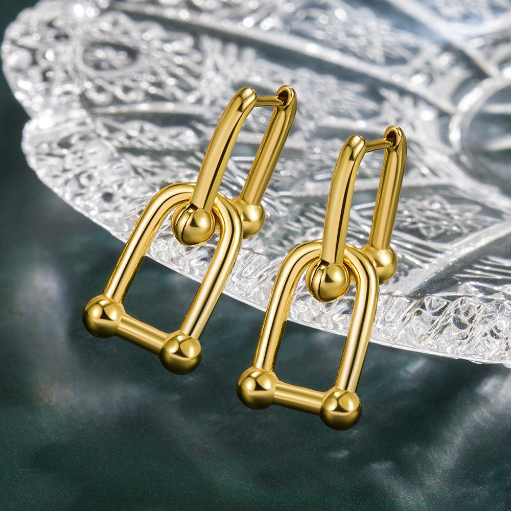 Personalized Horseshoe Ear Clip Female Ins Personalized Cold Style Star Same Style All-Matching Detachable Short U-Shaped Earrings Earrings