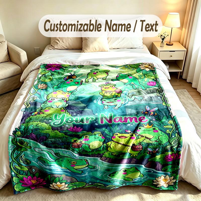 Forest Nature Theme Custom Blanket Personalized Name & Text Customized Soft Warm Throw Blanket Home Decor