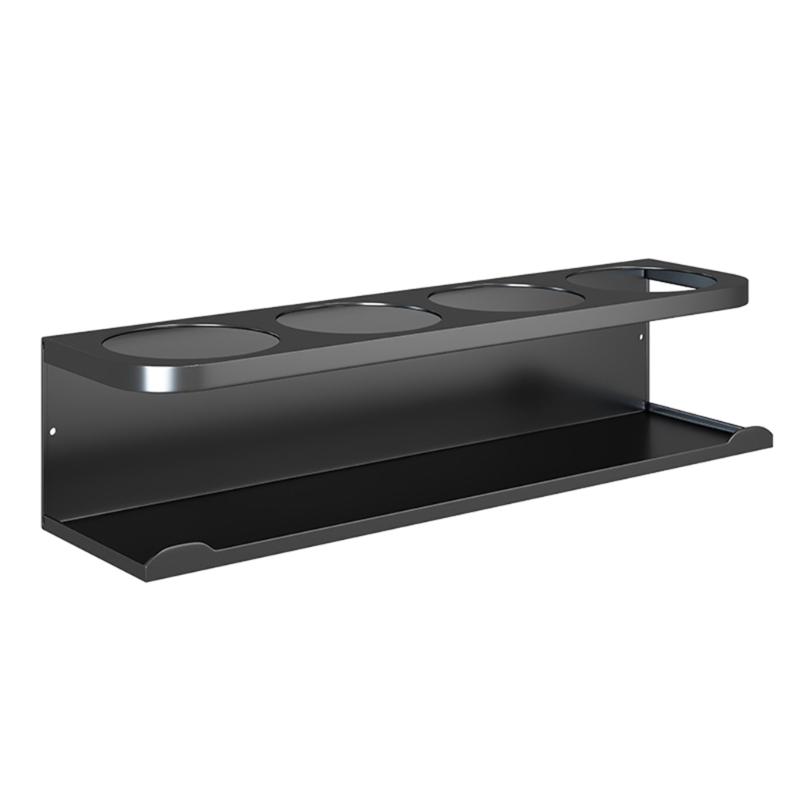 Four-Cup Wall Storage Rack with Metal Holder Rail and Lower Shelf, Keeping Kitchen Drinkware Together for Storage