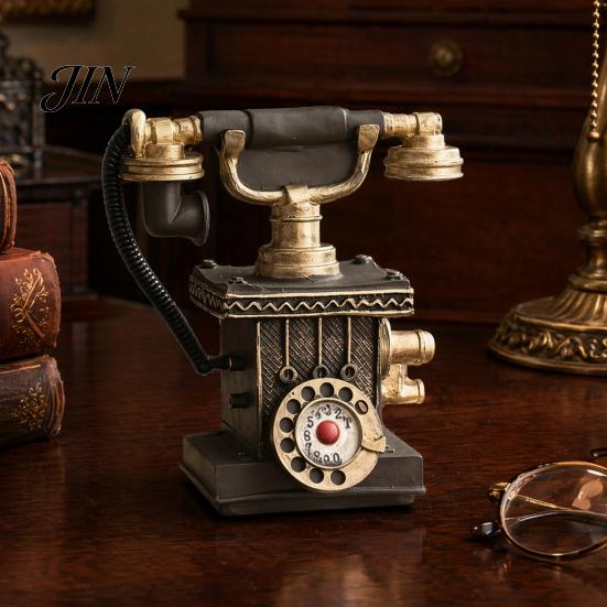 Dust-proof Telephone Resin Figurine, Retro Phone Model Statue with Matte Finish, Office Old-Fashioned Victorian Style Desk Decor for Home Bookshelf
