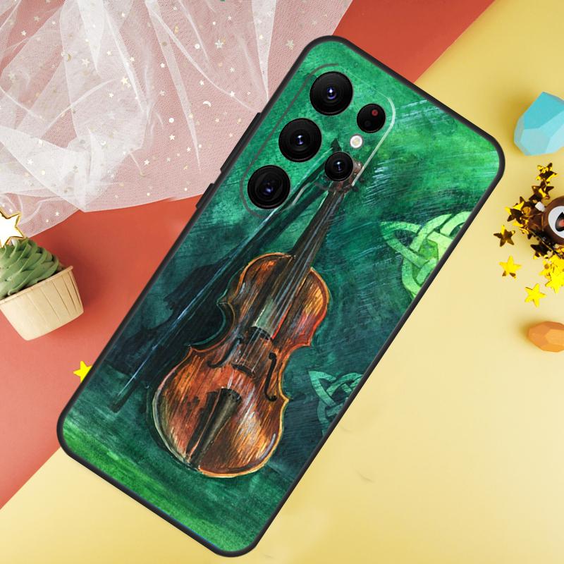 Music Violin Case For Samsung Galaxy S24 S23 S22 Ultra S21 S20 FE Note 20 Note 10 S8 S9 S10 Plus Cover