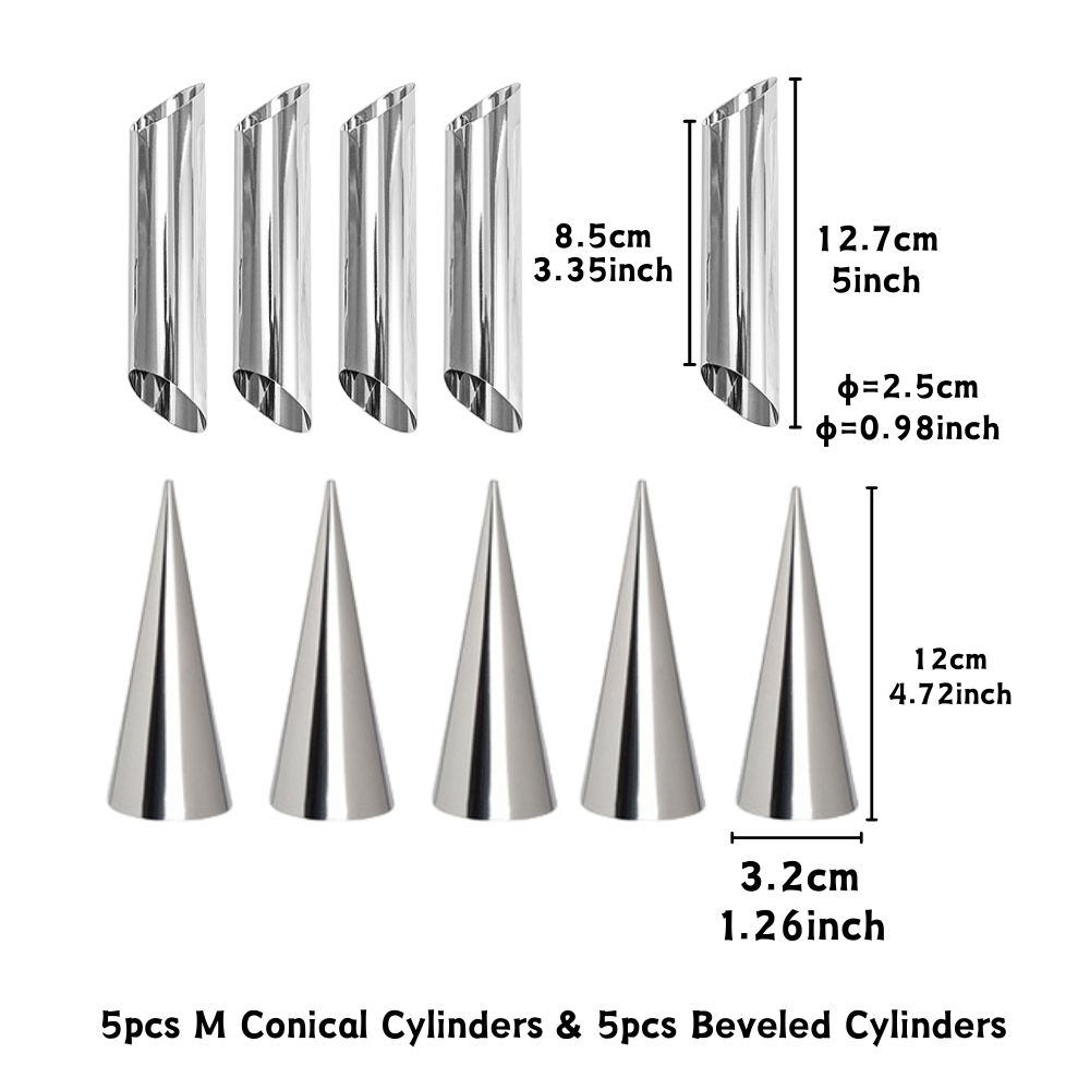 10pcs Stainless Steel Croissant Mold S/M/L Conical & Beveled Cylinders Dough Roll Brioche Kitchen Baking Supplies YMY