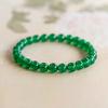 Moisturizing and transparent green agate bracelet, simple and versatile, single circle round bead jade bracelet