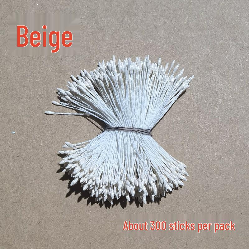Simulation Flower Stamen: Small Pearl-Colored DIY Material, Approx. 300 Double-Ended Stamen for Handmade Flower Accessories