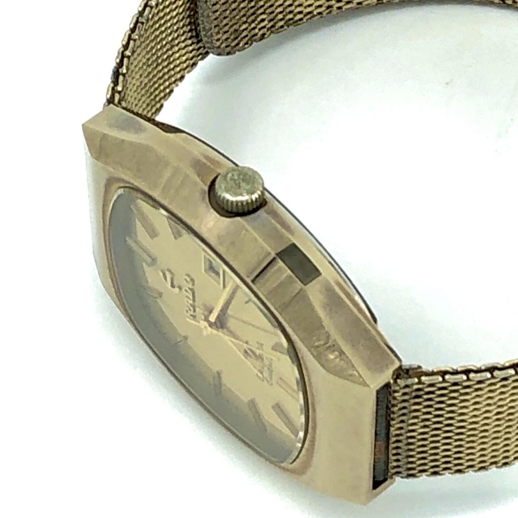 Working Good RADO BALBOA V K161 Vintage Quartz QZ Battery Powered Gold Dial Date Mesh Strap Men's Watch No Water Resistance Rating 3-Hand