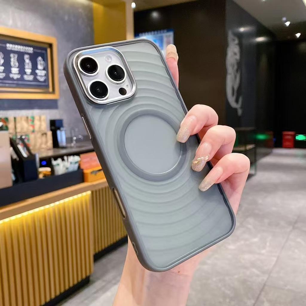 Wavy Matte Magnetic Apple 16promax Phone Case, Simple 15 Shockproof 14 Protective Cover