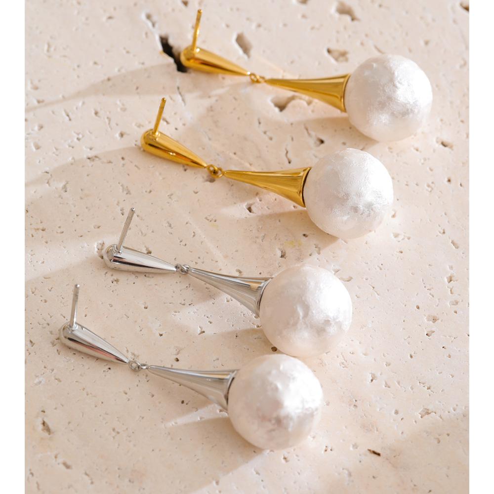 Yhpup Korean Stainless Steel Simulated Pearls Drop Daily Earrings for All Occasions Elegance Trendy Chic Ear Jewelry Waterproof