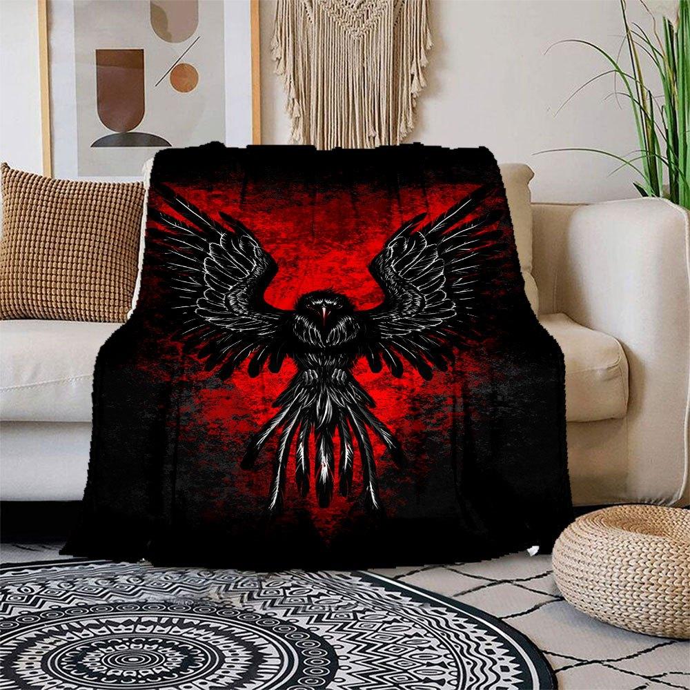 

Dark Raven Wings Wall Art Print - Gothic Home Decor Blanket Flannel Throw Blanket for Sofa, Bed, Travel, Camping, Office, Couch, Chair, And 150x180cm