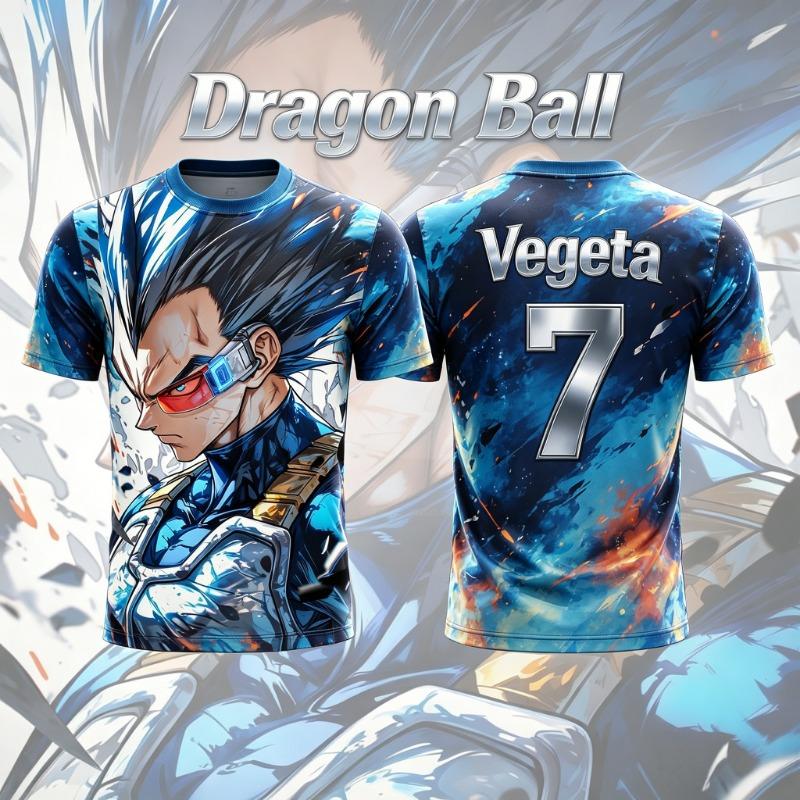 2026 Sommer Neu Herren Dragon Ball NR.107 Vegeta 3D Gedrucktes Fußballtrikot T-Shirt Anime T-Shirt Spezielles Kinder Trikot Y2k