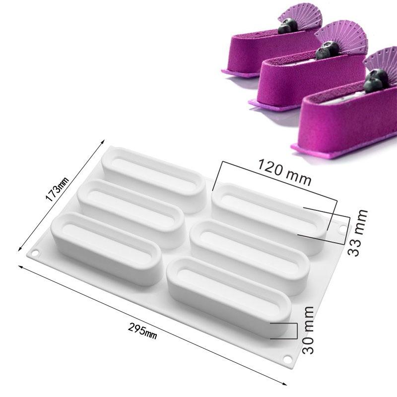 1 Pc French Dessert Mold 6 Sausage Oval Mousse Sandwich Mold DIY Baking Mold Silicone Fondant Cake Mold