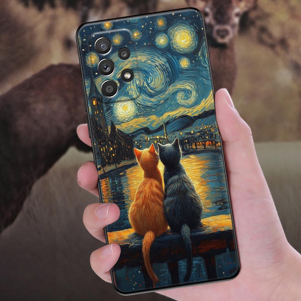 Cat Van Gogh Starry Painting Phone Case For Samsung Galaxy A57 A56 A37 A55 A36 A26 A54 A52 A35 A34 A25 A17 A16 A15 A07 A06 Cover