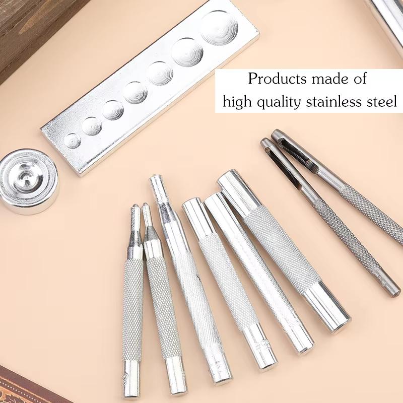 Fenrry 13Pcs/Set Snap Fasteners Installation Tool Kit DIY Buttons Rivets Press Studs Hand Punch Tool Set for Leather Crafts
