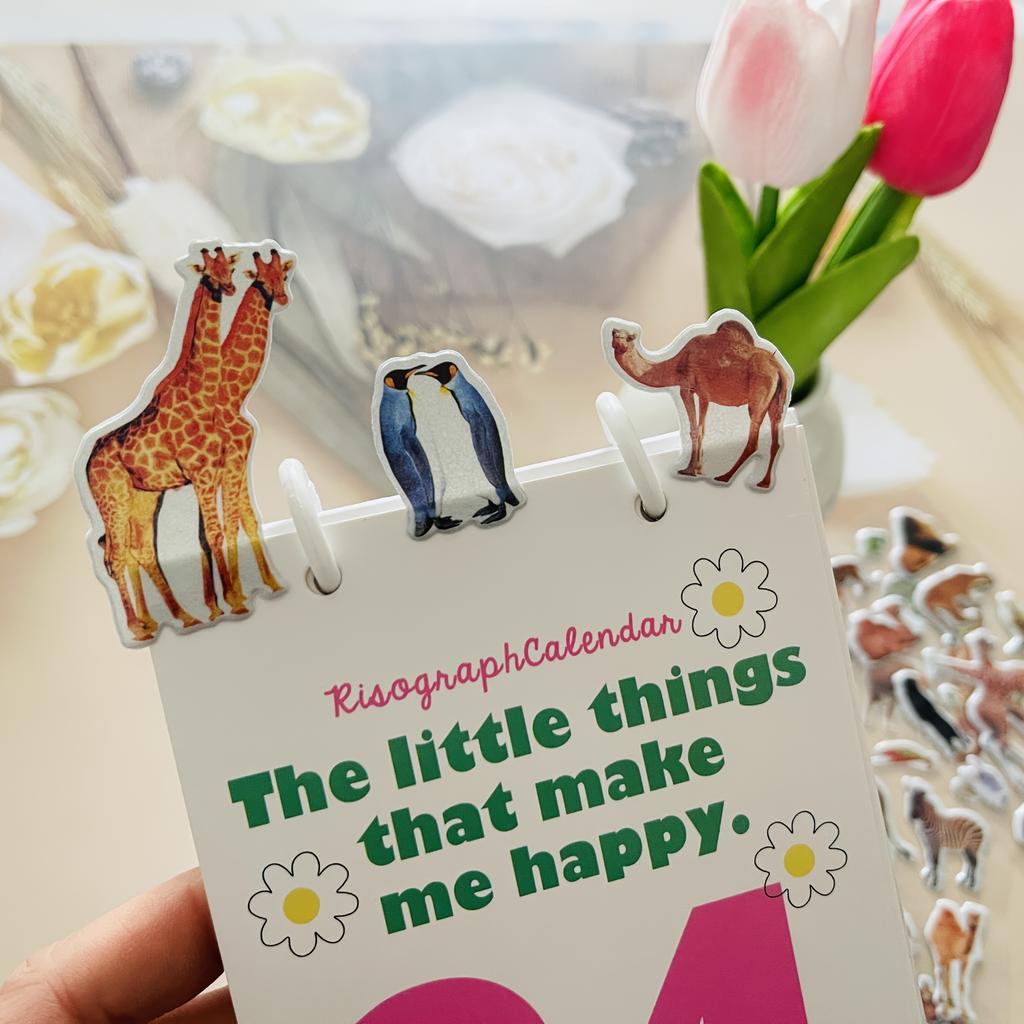 10pcs Forest Animal Vinyl Stickers - Giraffe Lion Tiger Elephant Designs for DIY Journal Decor, Cup Decoration & Notebooks ZSY