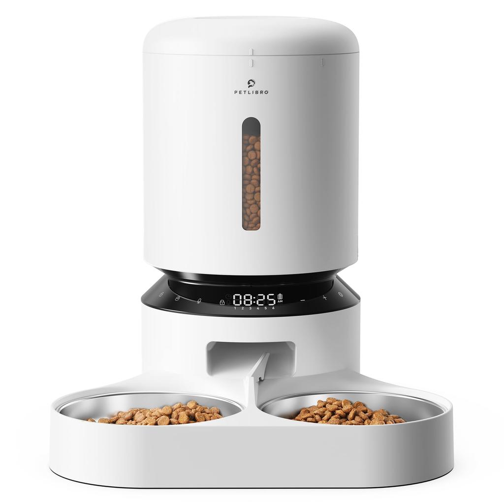 PETLIBRO Automatic Cat Feeder for Multiple 5L Large 6 Meals Per Minute Meal Audio Includes Two Stainless Steel Lid Maintains Power Red Light Japanese