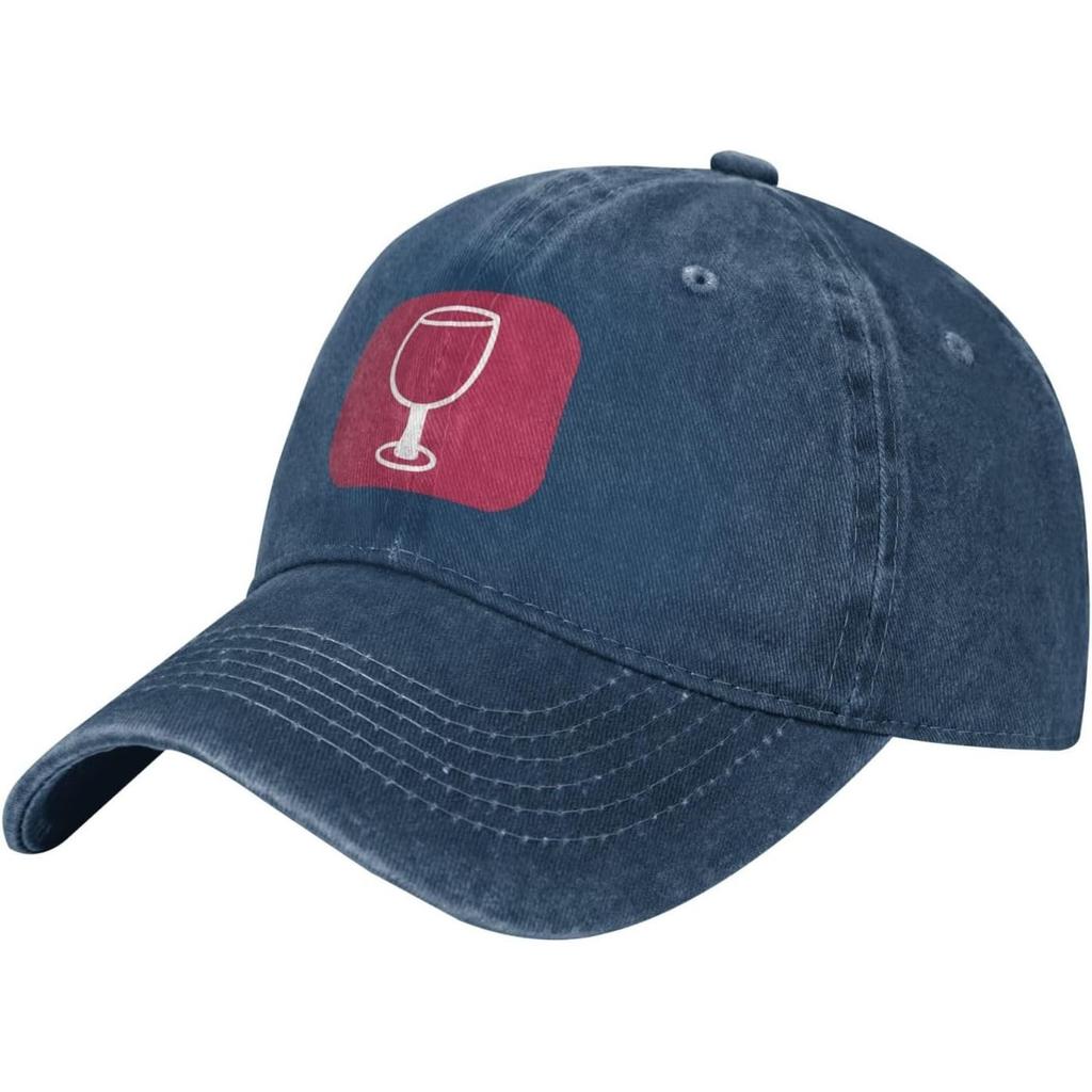 Wine Glass Graphic Baseball Cap Distressed Cotton Casual Adjustable Dad Hat for Unisex