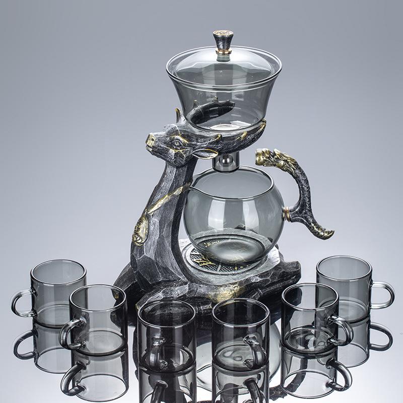 2025 High-End Automatic Glass Tea Set with Magnetic Teapot and Kung Fu Cups