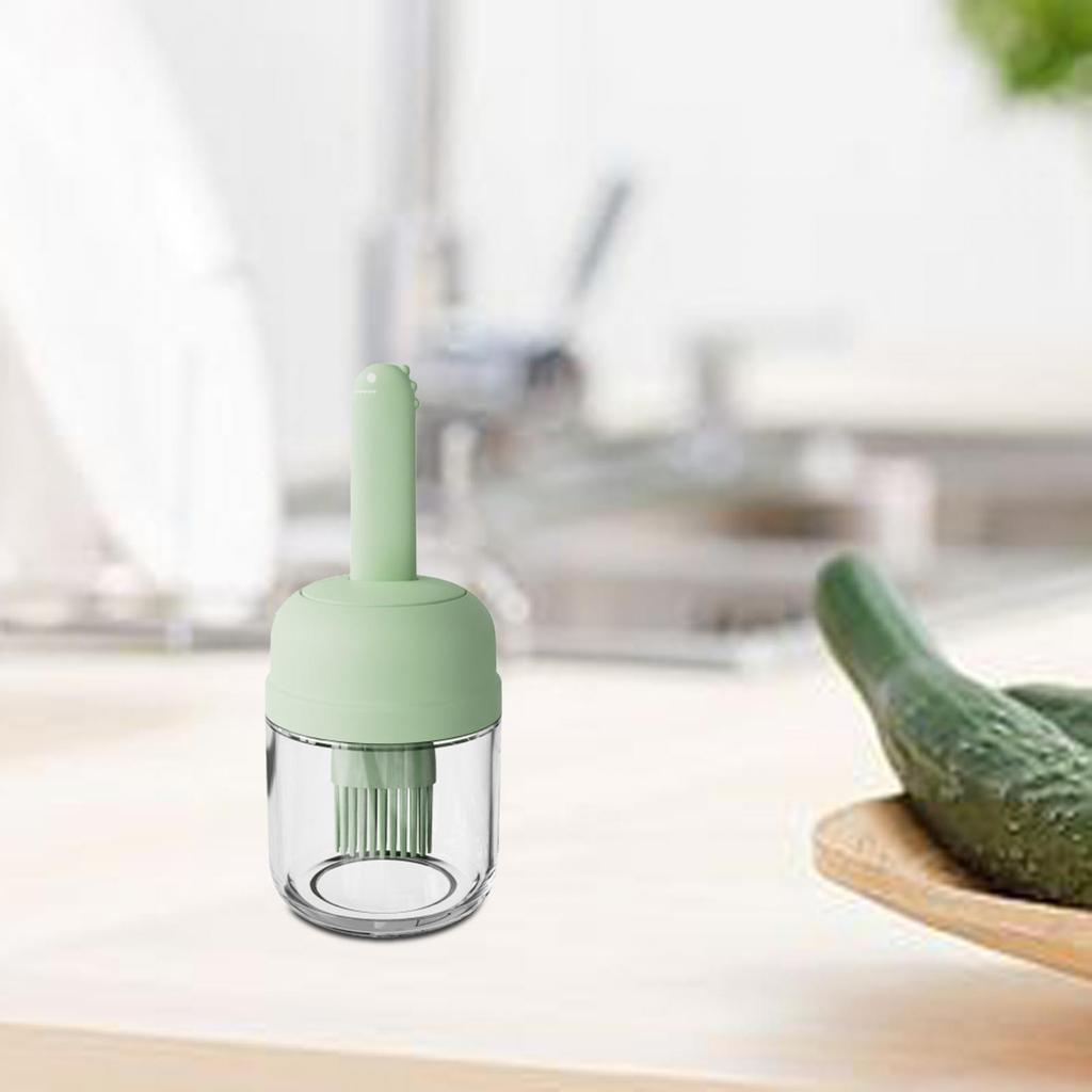 2 x Olivenölflasche mit Silikonpinsel, Ölglas aus Glas, hitzebeständig, Grillpinsel für Küche, Salat, Grill, Haushalt, Gebäck