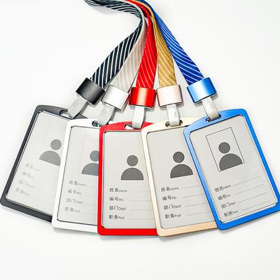 1 Pc Aluminum Alloy Work ID Badge Clip Double Sided Transparent Metal Card Bag Cardholder For ID Card Student Card No Lanyard