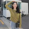 Damen Doppelseitiges Samt Langarm Top, Gebürsteter Weißer Rundhalsausschnitt, Koreanischer Stil für Herbst und Winter.