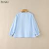 ZANZEA Women Casual Round Neck Loose Long Sleeve Print Blouse
