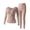 Thermal Wool & Silk Base Layer Set with Seamless Integrated Bra and Chest Pads for Autumn Warmth