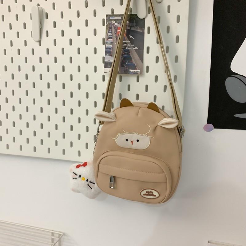Adorable Mini Lamb Shoulder Bag Lightweight Canvas Backpack For Kids And Teens