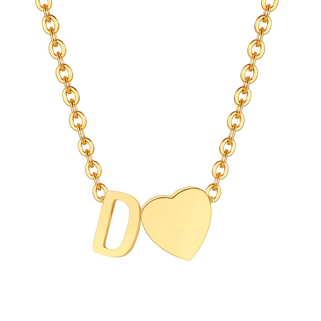 Initial Heart Necklace for Women,18K Gold Plated Stainless Steel Tiny Heart Letter Necklace, Personalized Name Jewelry