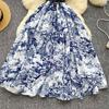 Women's Lapel Collar Vintage Midi Shirt Dress Summer Runway Pleated Short Sleeve Retro Jungle Print Belt Ladies Midi Dresses