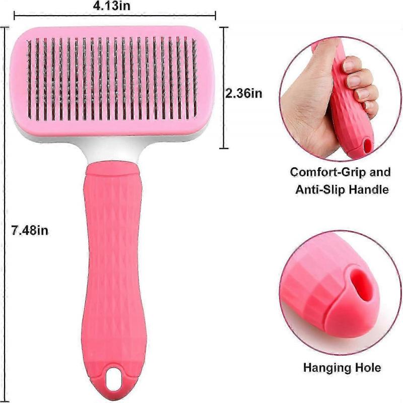LINJOU Dog Brush Cat Brush Grooming Comb,Cleaning Button for Cat Dog Shedding Tools(Pink)