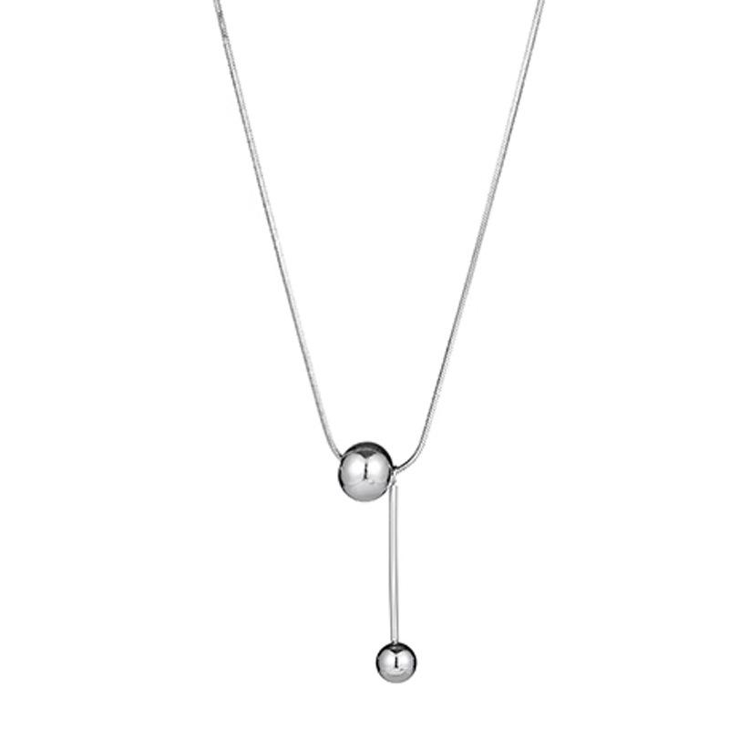 S925 Sterling Silver Round Bead Pendant Necklace - 2026 Women's Stylish Clavicle Chain