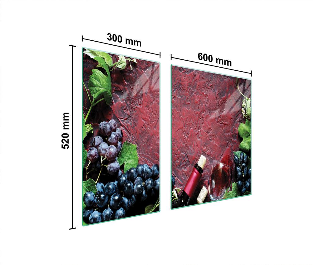 GLAS-KOCHFELD-SCHUTZPLATTE 90x52 WEIN